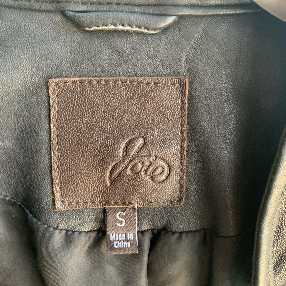 Joie Black Leather and Silk Jacket - Picture 6 of 13